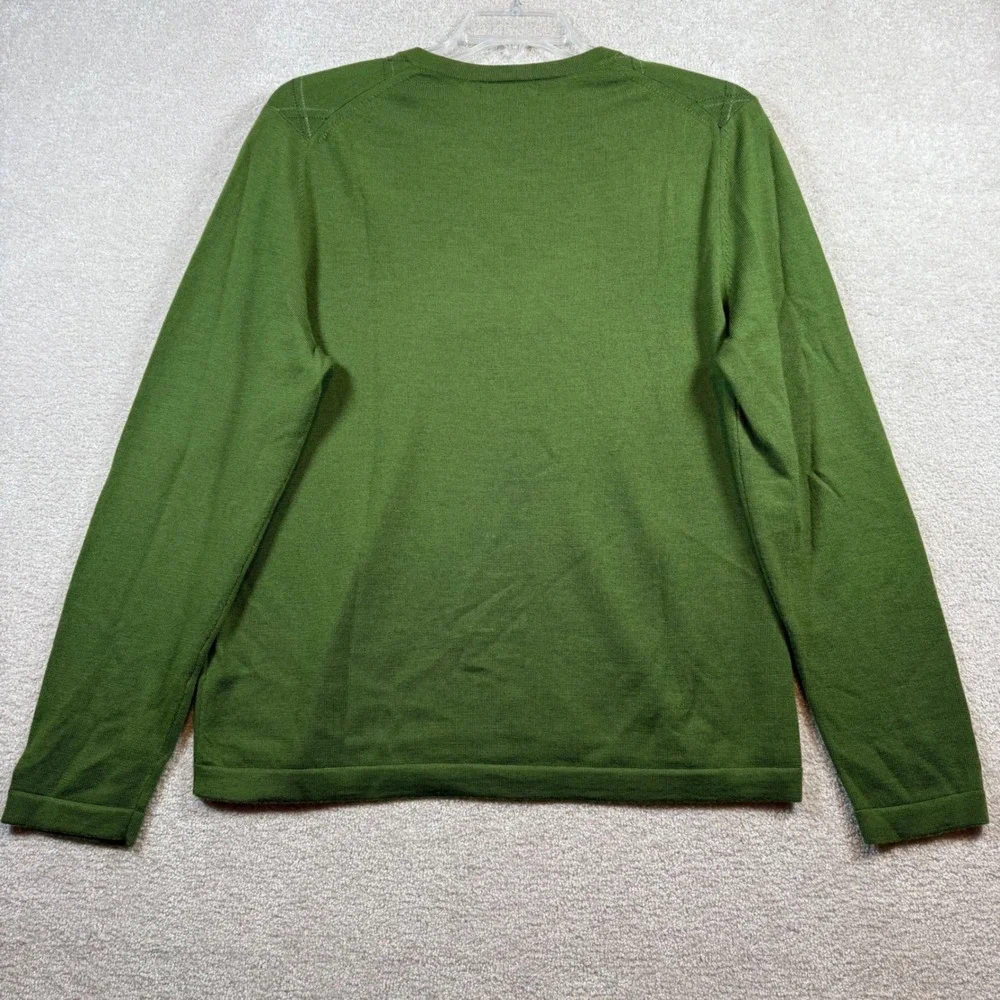 Banana Republic Sweater Mens Large‎ Green Merino Wool V-Neck
